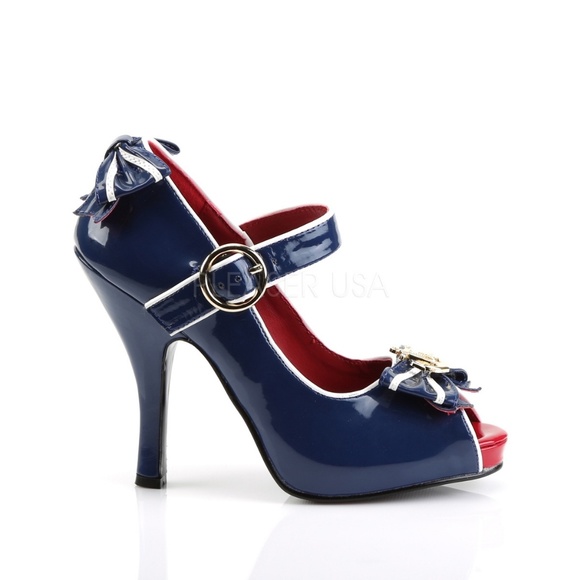 Anchor Pin Up Sailor High Heel Shoes - Picture 4 of 4